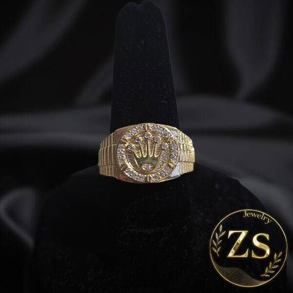 Anillo Sello Corona Pavé